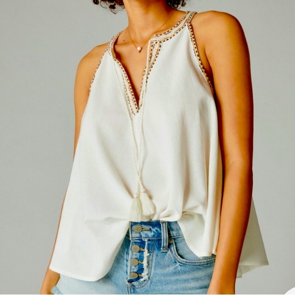 NWT Lucky Brand Embroidered Peasant Swing Tank - Picture 2 of 4